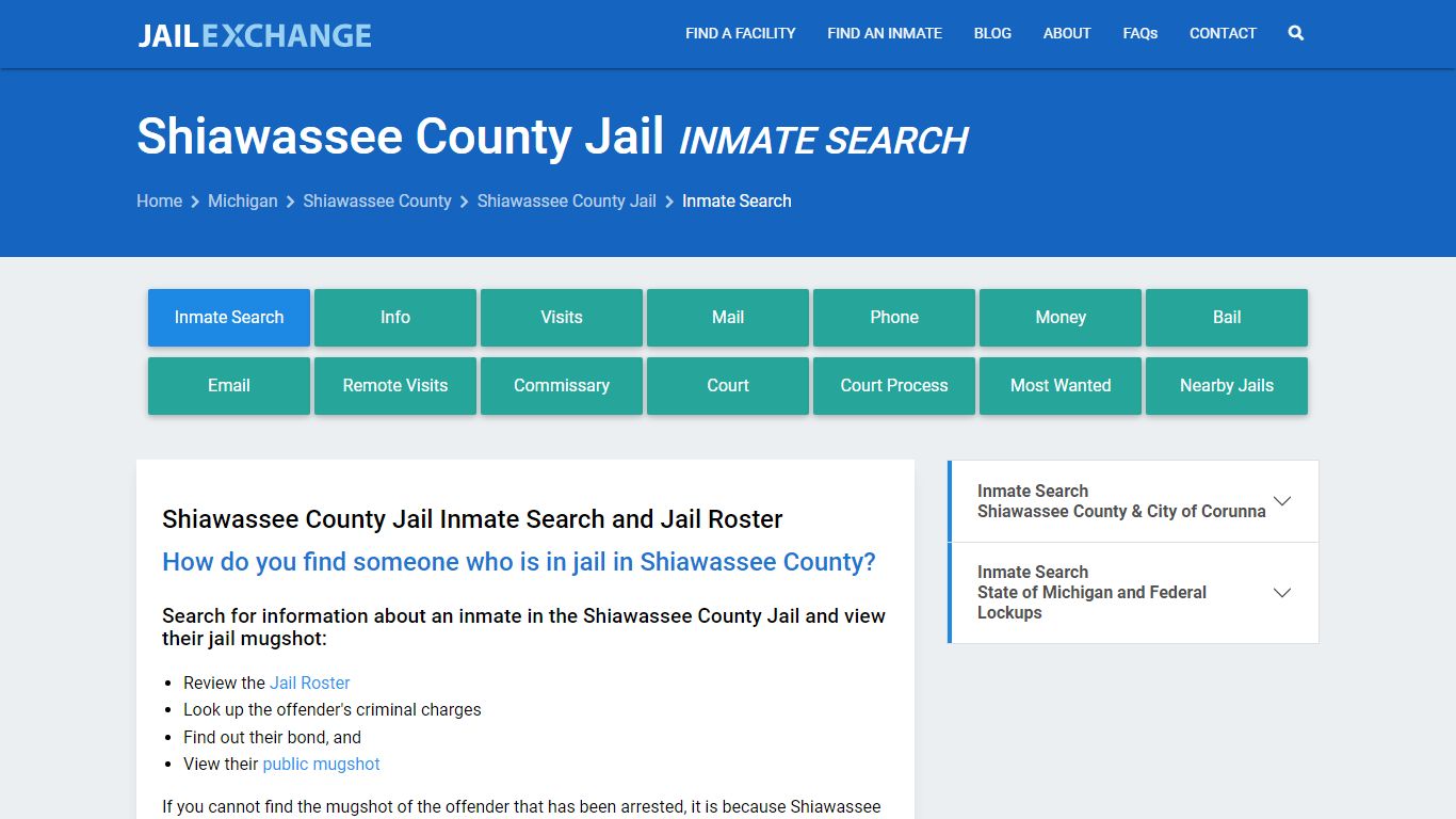 Inmate Search: Roster & Mugshots - Shiawassee County Jail, MI