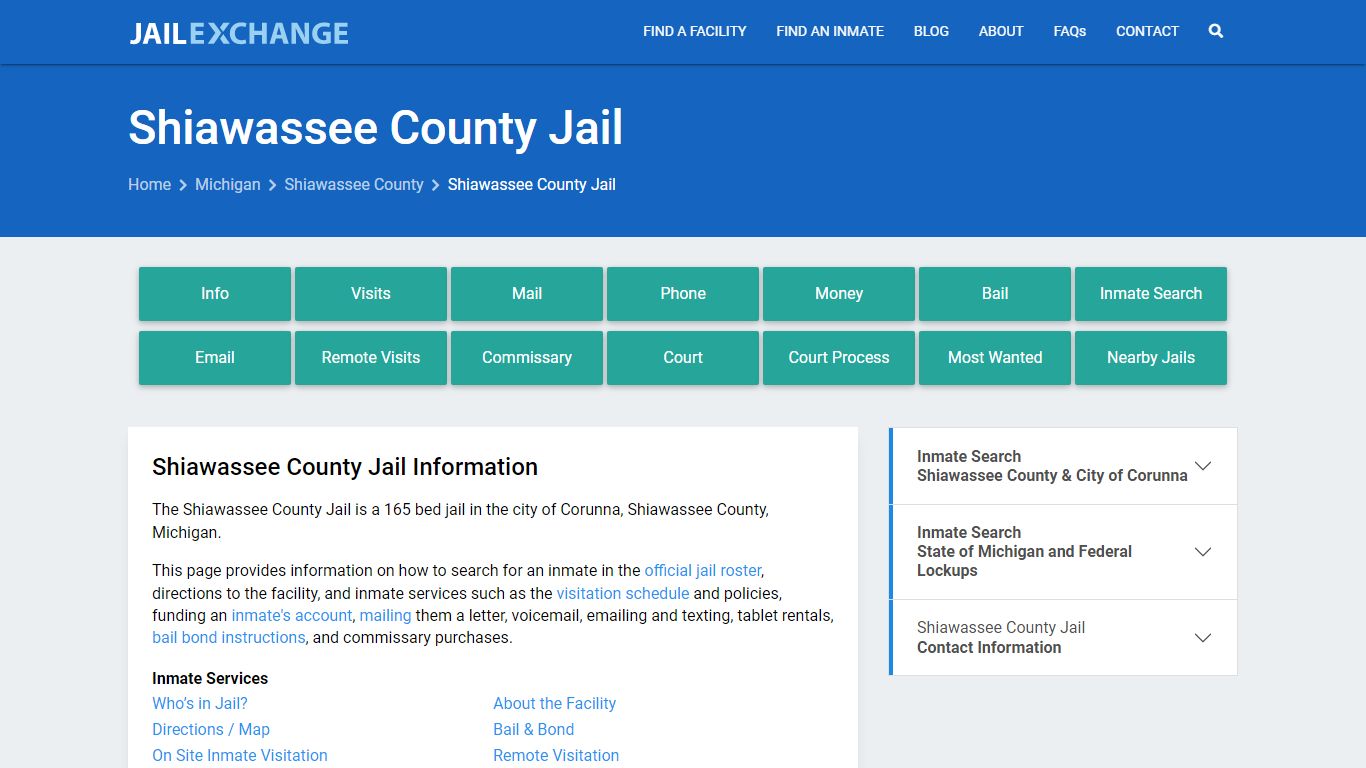 Shiawassee County Jail, MI Inmate Search, Information