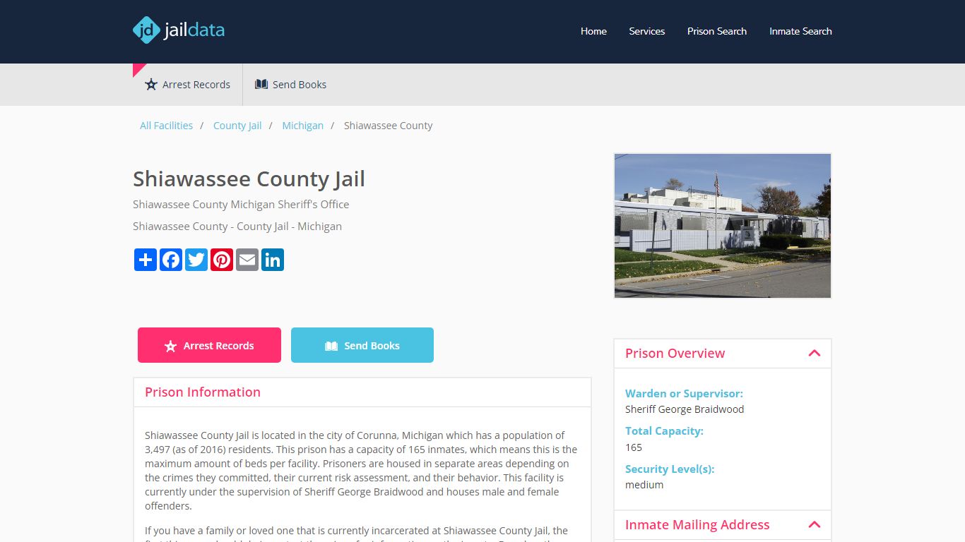 Shiawassee County Jail Inmate Search and Prisoner Info - Corunna, MI